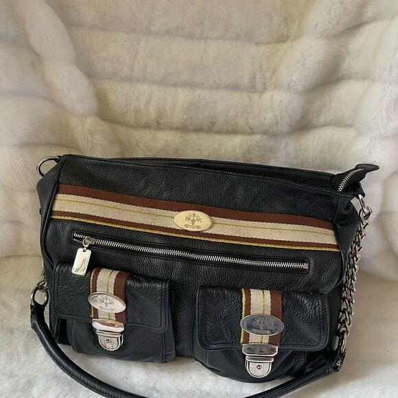 Christine Price leather black travel handbag with silver tone hardwares … - Picture 13 of 13